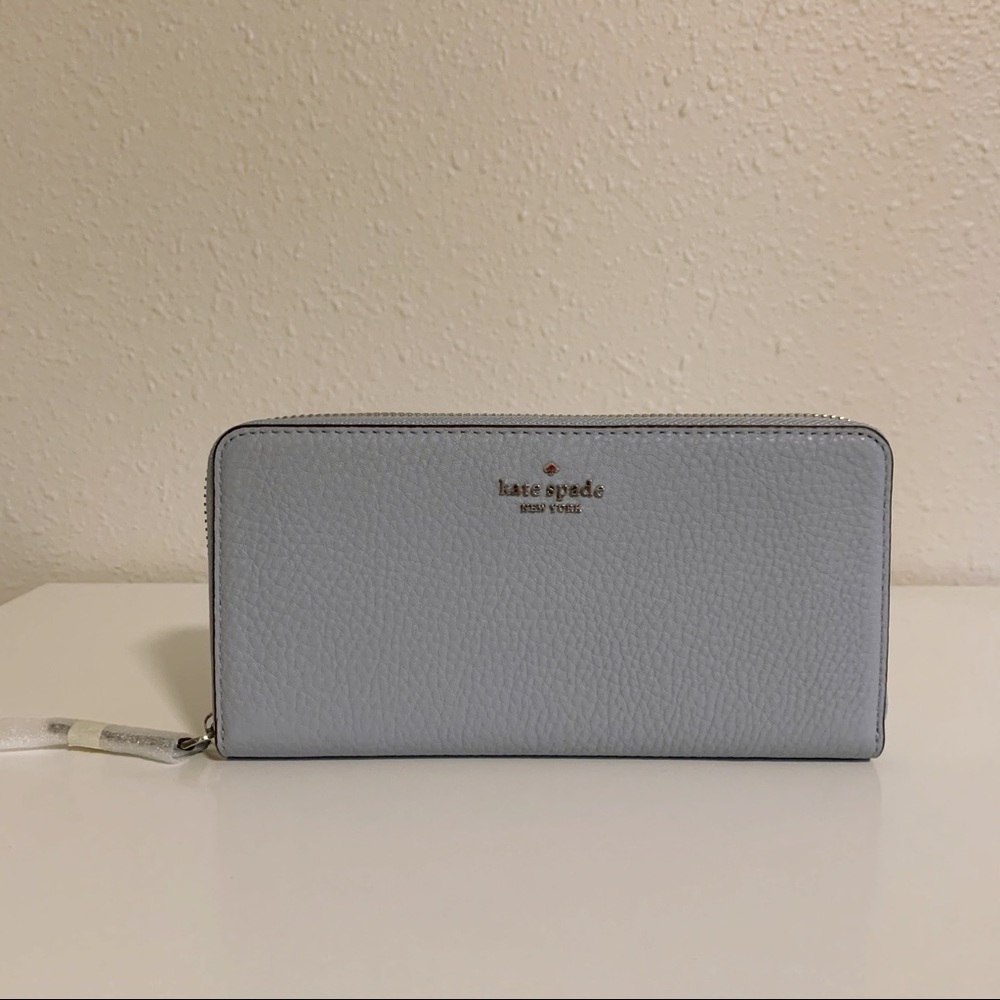 NWT authentic kate spade light blue zip-up wallet